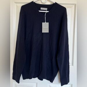 NWT Everlane 100% Cashmere V-Neck Sweater Navy Blue Quiet Luxury Minimalist
